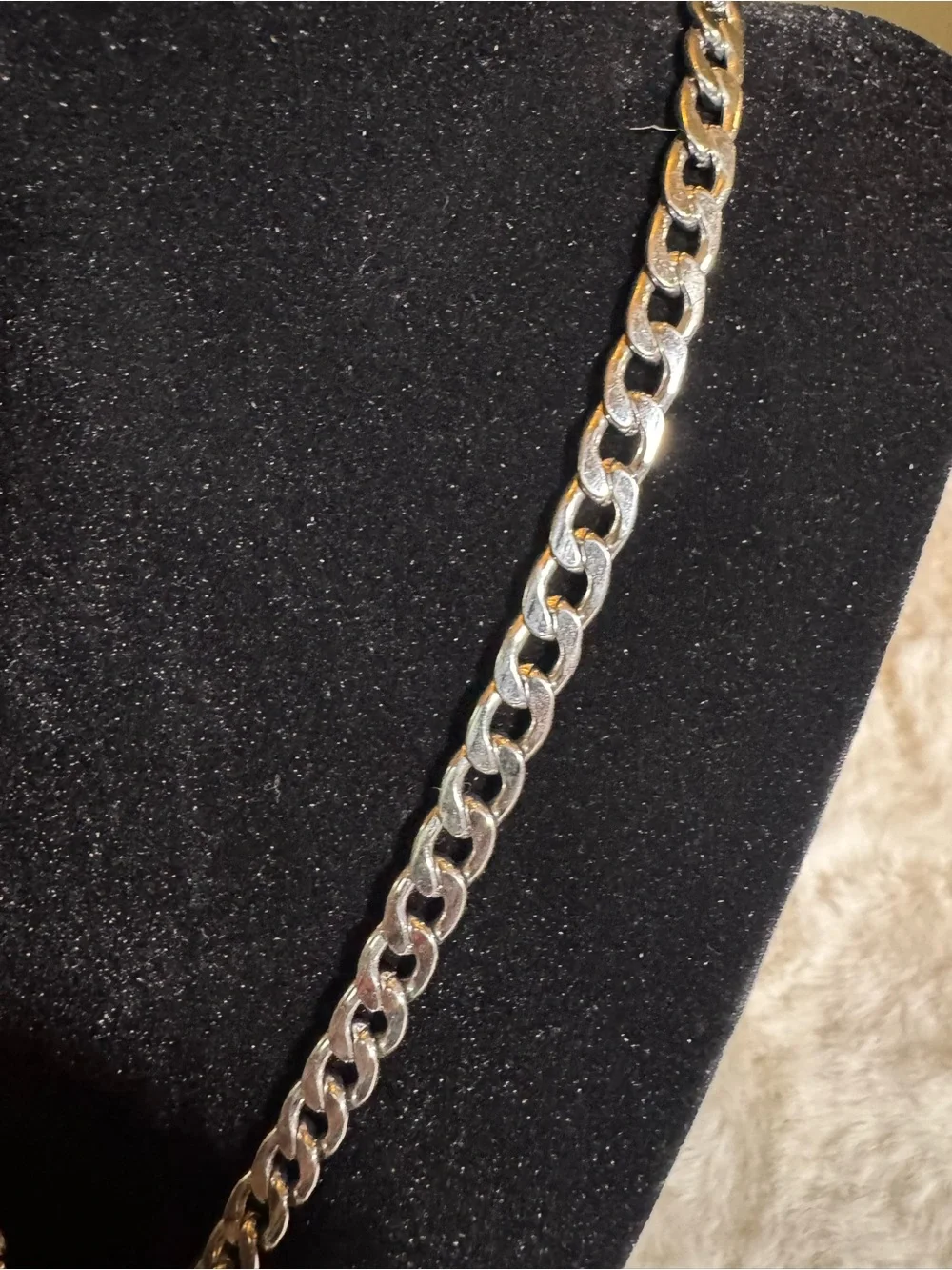 Silver-Tone Men's Cuban Link Cross Pendant Necklace stainless steel